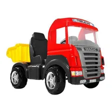 Mini caminhão Magic Toys infantil truck com pedal sons luzes cor vermelho cinza e amarelo Foto mini 1