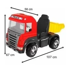 Mini caminhão Magic Toys infantil truck com pedal sons luzes cor vermelho cinza e amarelo Foto mini 4