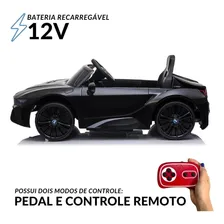 Mini Carro Elétrico Infantil Bmw I8 Controle Remoto Preto Foto mini  3