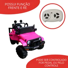 Mini Carro Elétrico Jipe Com Controle Remoto 12v Rosa Bw028rs Importway Foto mini 3
