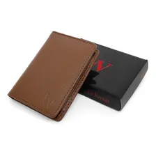 Mini Carteira Masculina De Couro LegĂtimo Porta CartĂ”es Cnh Cor Caramelo Foto mini 2