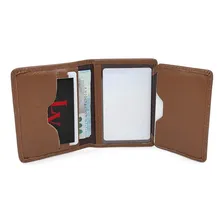Mini Carteira Masculina De Couro LegĂtimo Porta CartĂ”es Cnh Cor Caramelo Foto mini 4