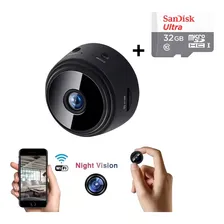 Mini Câmera Segurança Visão Noturna + Cartao Memoria 32 Gb Cor Preto Foto mini 3