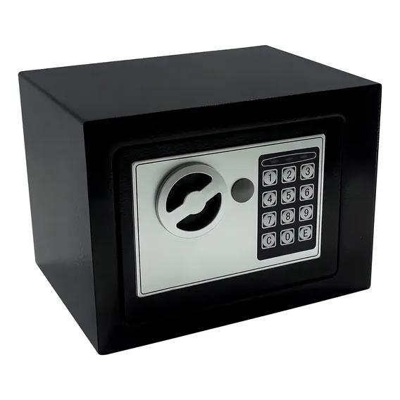 Mini Cofre Eletrônico Digital D Aço C/ Senha E Chave Verdade Cor Preto Foto 1