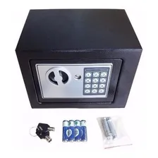 Mini Cofre Eletrônico Digital D Aço C/ Senha E Chave Verdade Cor Preto Foto mini 3