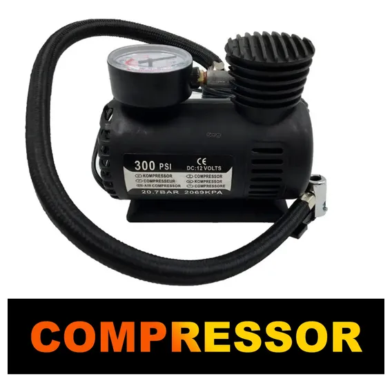 Mini Compressor De Ar Calibra Pneu Bicicleta Bexiga Carro Cor Preto 12V Foto 1