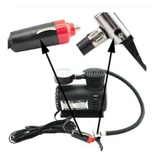 Mini Compressor De Ar Portatil Encher Pneu Carro 12v + Bicos Cor Preto Foto mini 3