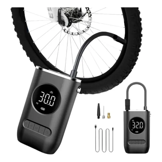 Mini Compressor Portátil Calibrador Digital Pneu Carro Moto Foto 1