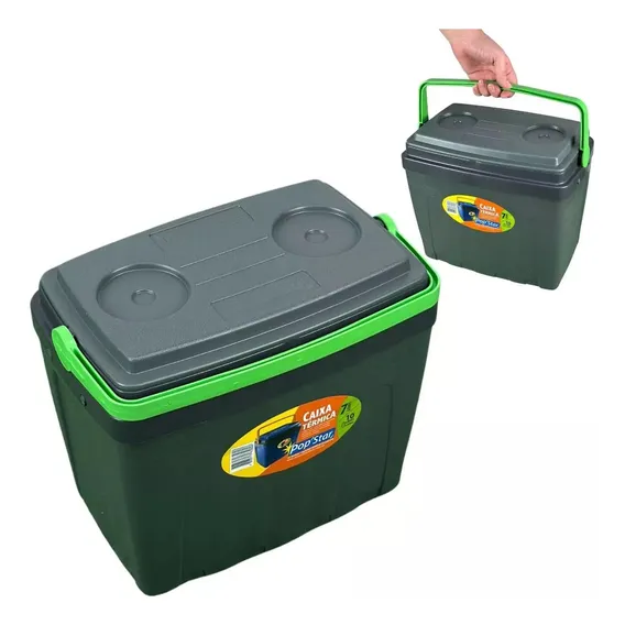 Mini Cooler Caixa Térmica 7 Litros 10 Latas Porta Copos Cinza Foto 1