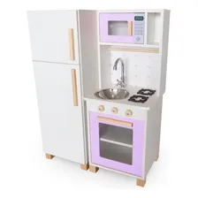 Mini Cozinha Infantil Com Geladeira Lilás Foto mini 1