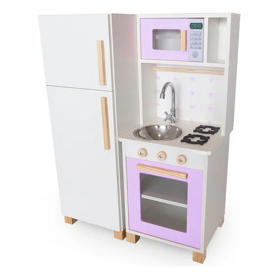 Mini Cozinha Infantil Com Geladeira Lilás Foto 1