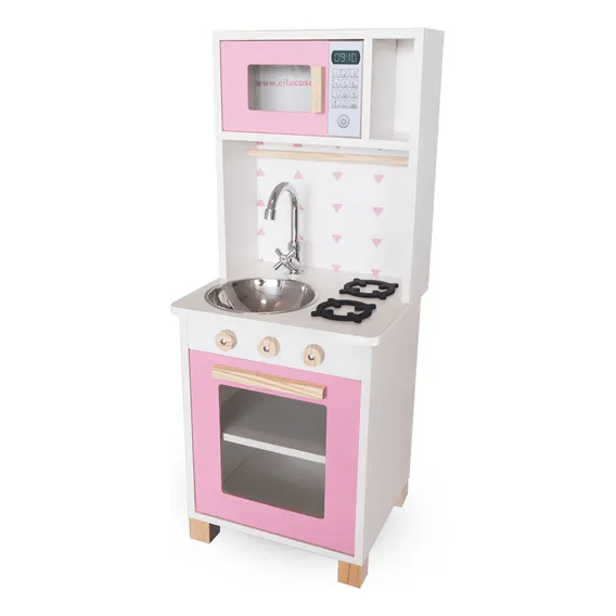 Mini Cozinha Infantil Com Pia Fogão E Microondas Cor Rosa Foto 1