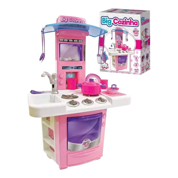 Mini Cozinha Infantil Menina Completa Fogão Forno Sai Água Foto 1