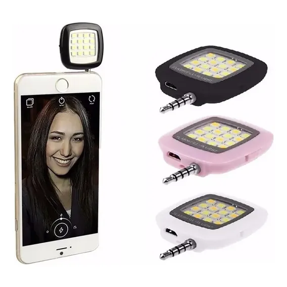 Mini Flash Celular Smartphone - 16 Leds Recarregavel Cor Preto Foto 1