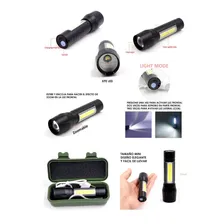 Mini lanterna tática USB recarregável profissional com zoom Foto mini 3