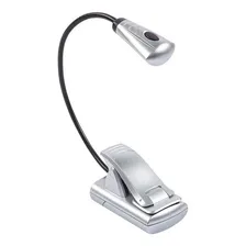 Mini Luminária Led Clip Abajur Leitura Livro Grampo Mesa Cor da estrutura Prateado Foto mini 1