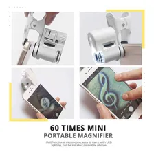 Mini Microsc贸pio 60x Bolso Led Lupa Celular Tablet Lupa Cor Branco Foto mini 4