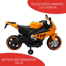 Mini Moto Elétrica Infantil Esportiva Bateria Som Laranja Foto mini 4