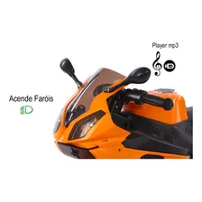 Mini Moto Elétrica Infantil Esportiva Bateria Som Laranja Foto mini 2