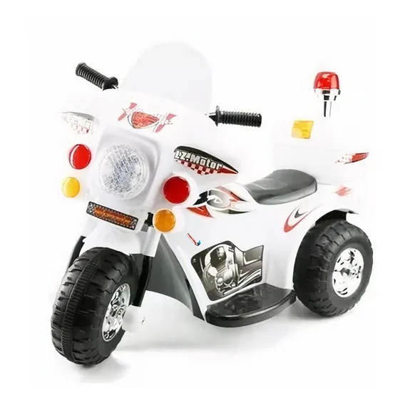 Mini Moto Elétrica Infantil Triciclo Criança Bateria 6V Importway BW002-B Branco Polícia Bivolt Foto 1