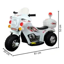Mini Moto Elétrica Infantil Triciclo Criança Bateria 6V Importway BW002-B Branco Polícia Bivolt Foto mini  3
