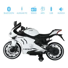 Mini Moto Elétrica P/ Criança 12v Branca Pedal Painel Luzes Foto mini 4