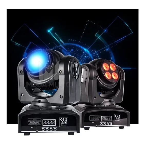 Mini Moving Doble Face 12w 4 Led Rgbw Quadriled Dmx Audio Bivolt Foto 1