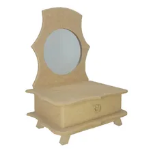 Mini Penteadeira Com Espelho E 1 Gaveta 23cm Mdf Madeira Cor Cru Foto mini 2