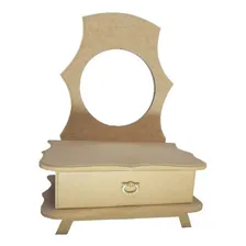 Mini Penteadeira Com Espelho E 1 Gaveta 23cm Mdf Madeira Cor Cru Foto mini 1
