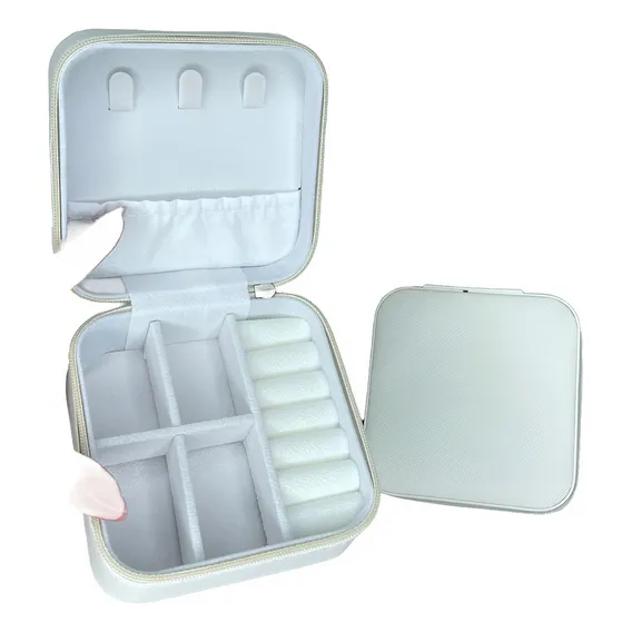 Mini Porta J贸ias Quadrados Com Divis贸rias Cor Mini Porta J贸ias Quadrado Branco Foto 1
