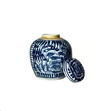 Mini Potiche Porcelana Azul Branca Floral D10 A11 Foto mini 3