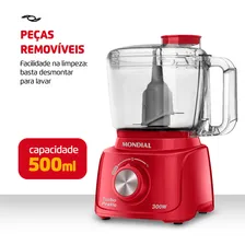 Mini Processador Turbo Pratic 300w Mondial Cor Vermelho 110v Foto mini 4