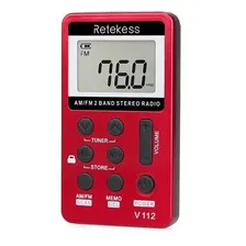 Mini Rádio Bolso Portátil Digital Fm C/ Fone Retekess V112 Cor Vermelho Foto mini 1