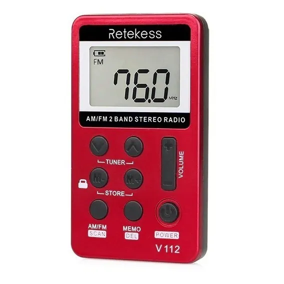 Mini Rádio Bolso Portátil Digital Fm C/ Fone Retekess V112 Cor Vermelho Foto 1