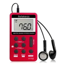 Mini Rádio Bolso Portátil Digital Fm C/ Fone Retekess V112 Cor Vermelho Foto mini 2