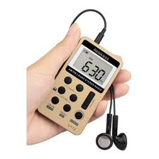 Mini Rádio Bolso Portátil Digital Fm com Fone Retekess V112 Cor Dourado Foto mini  2