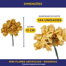 Mini Rosa Artificial - Kit C/ 72 Florzinha Ouro Nybc Foto mini  2