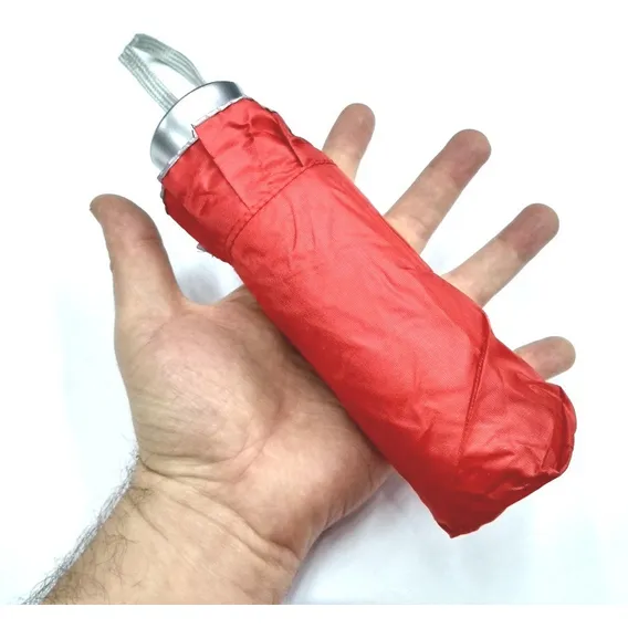 Mini Sombrinha Solar Lq 16 Cm Em AlumÃnio, Cabe No Bolso ! Cor Vermelho Foto 1