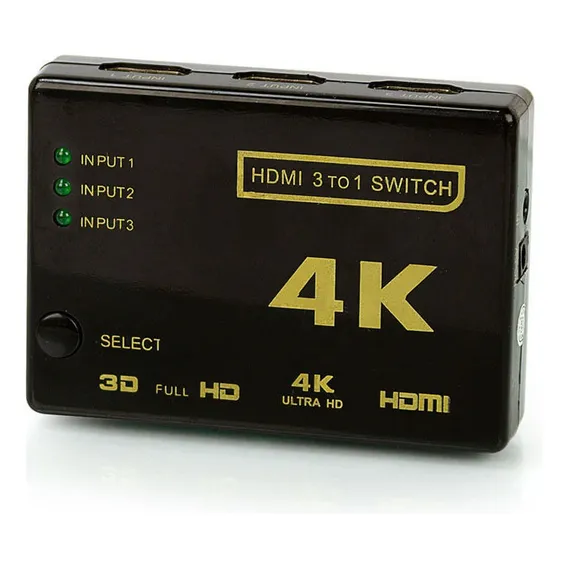 Mini Switch Hdmi 3x1 Full Hd 4k Foto 1
