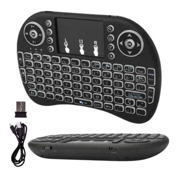 Mini Teclado Sem Fio Air Mouse Touch Tv Wireless Com Luz Foto 1
