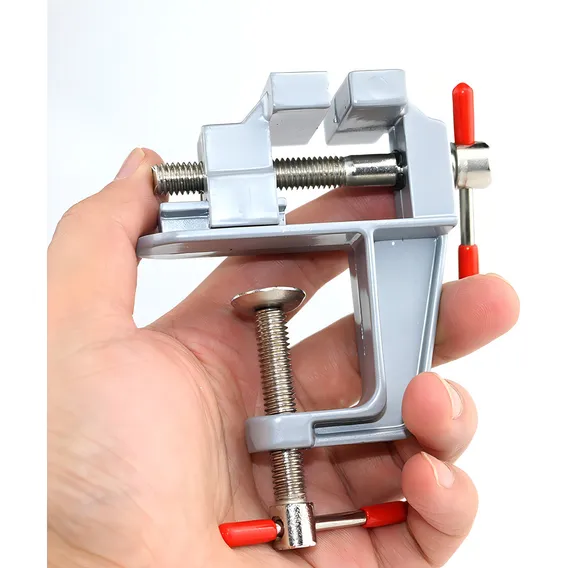 Mini Torno Morsa De Bancada Mesa Base Fixa Foto 1