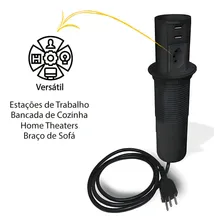 Mini Torre Totem Automatico 1 Tomada 20a 2 Usb - Preta Foto mini 2
