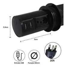 Mini Torre Totem Automatico 1 Tomada 20a 2 Usb - Preta Foto mini 3