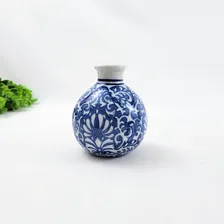 Mini Vaso Azul E Branco 10x9cm Floral Porcelana B Foto mini  2