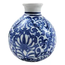 Mini Vaso Azul E Branco 10x9cm Floral Porcelana B Foto  mini 1