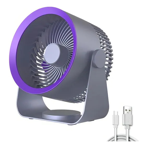 Mini Vetilador Portatil Sem Fio Super Silencioso 3h Bateria Cor da estrutura Cinza Cor das pás Roxa Diâmetro 205 