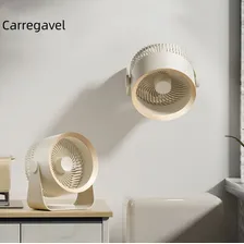 Mini Vetilador Portatil Sem Fio Super Silencioso 3h Bateria Cor da estrutura Cinza Cor das pás Roxa Diâmetro 205 