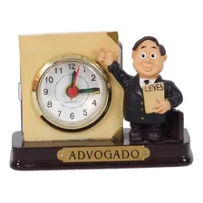 Miniatura Advogado 8cm Resina Madeira Rel贸gio Foto mini 1