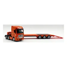 Miniatura Carreta Tipo Mercedes Prancha Metal Escala 1:50 Cor Laranja Foto mini 3