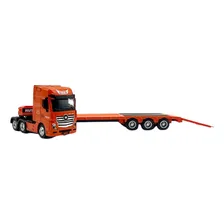 Miniatura Carreta Tipo Mercedes Prancha Metal Escala 1:50 Cor Laranja Foto mini 1